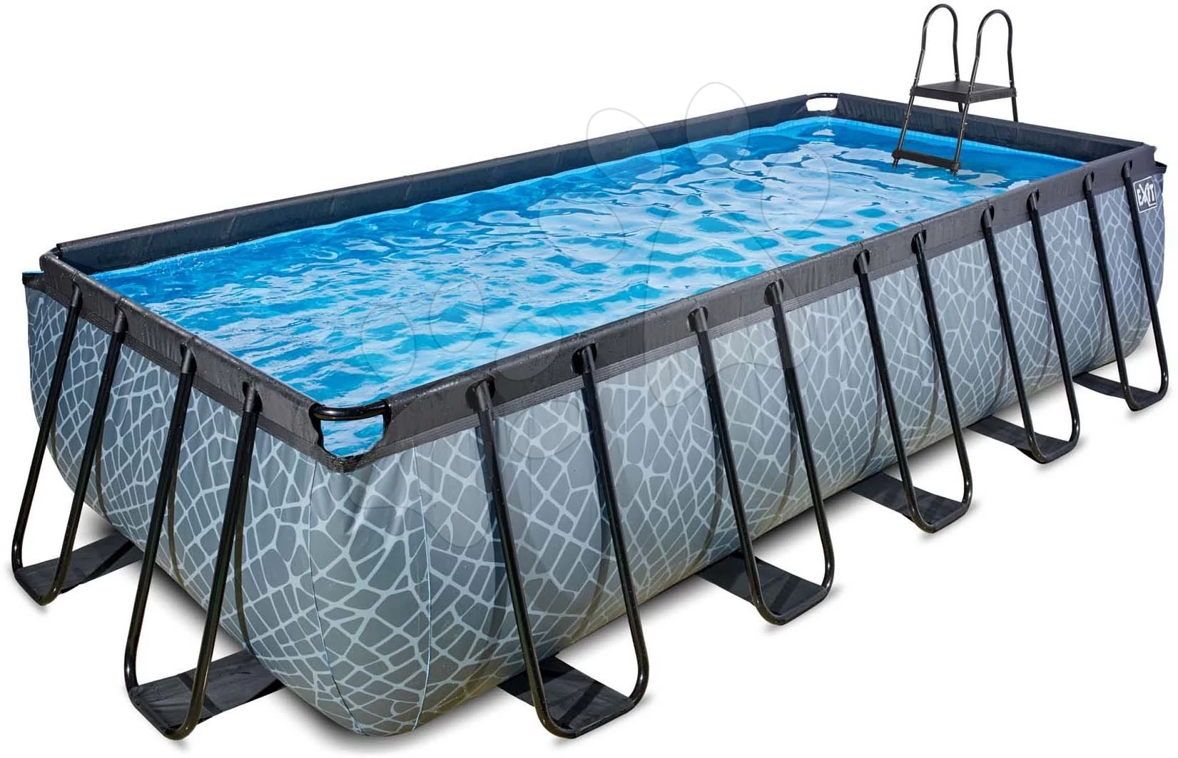 Medence szűrős szivattyúval Stone pool Exit Toys acél medencekeret 540*250*122 cm szürke 6 évtől