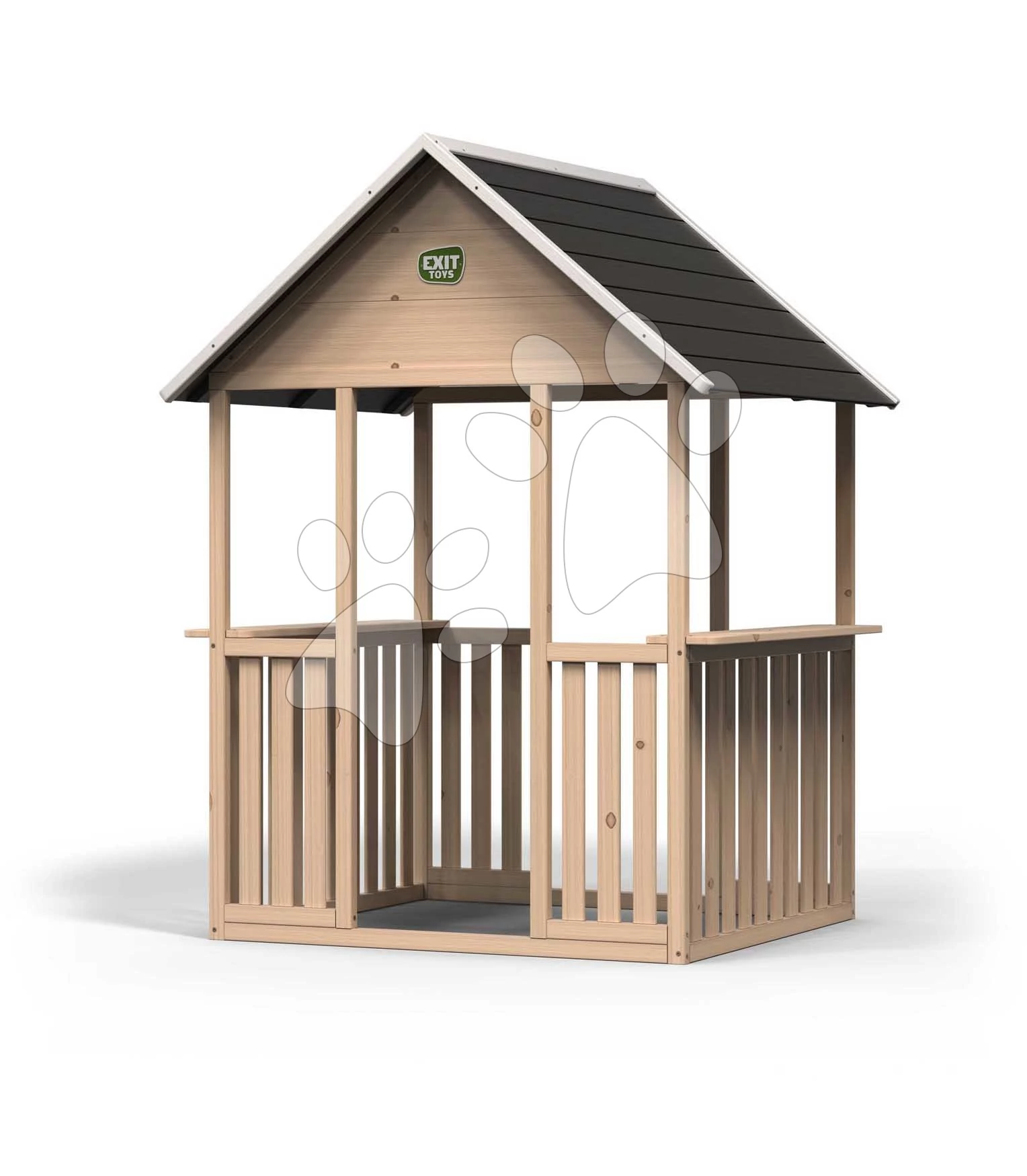 Panorámás házikó ciprusból Panorama 100 Wodden Playhouse Exit Toys 2 bejárattal és 2 pulttal natúr 3 évtől ET50520100