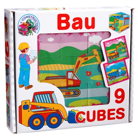 Építkezős mesekocka 9 db-os