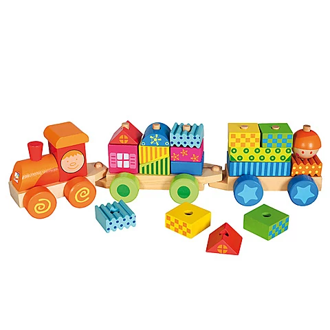 Színes  építhető fa vonatszett