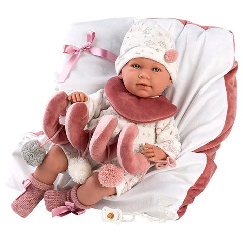 Llorens: Mimi újszülött 40cm-es síró kislány baba ággyal