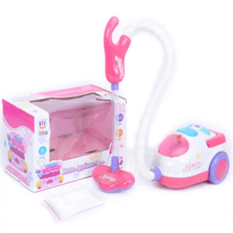 Rózsaszín-fehér porszívó fénnyel és hanggal