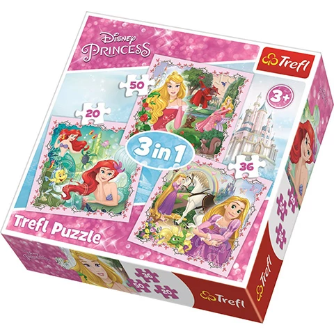 Disney Hercegnők és a kis kedvenceik 3 az 1-ben puzzle - Trefl
