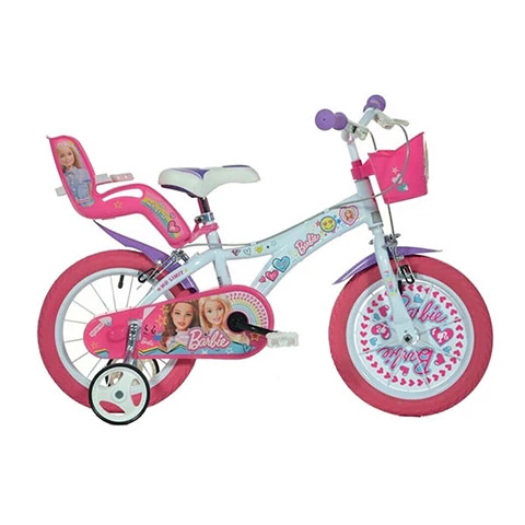 Barbie rózsaszín-fehér gyerek bicikli 14-es méretben - Dino Bikes kerékpár