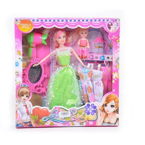 Stílusos baba tükörrel, ruhákkal és kiegészítőkkel 28cm