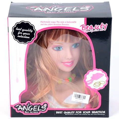 Fodrászbaba világosbarna hajjal