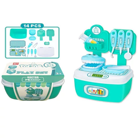 Fogorvosi játékszett tárolódobozban kiegészítőkkel 14 db-os