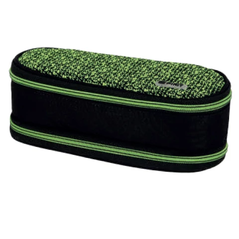 Spirit: My Bag fekete és zöld két rekeszes ovális tolltartó