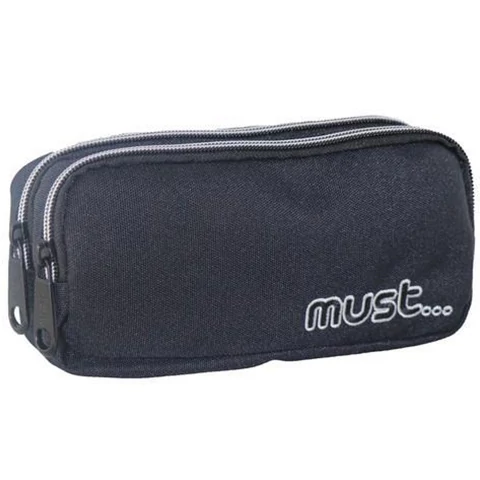 Must: Dupla cipzáras tolltartó fekete színben 20x6x9cm