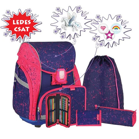 Spirit: Pegazus LED-es iskolatáska, hátizsák 7db-os szett