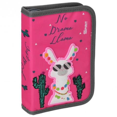 Spirit: Pink láma 3D mintás kihajtható töltött tolltartó 19db-os