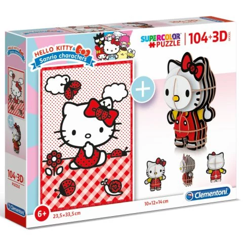 Clementoni: Hello Kitty 2 az 1-ben 104db-os puzzle és modell figura