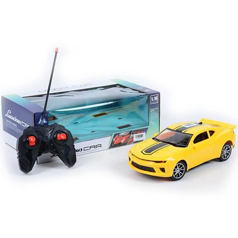 RC Távirányítós Chevrolet Camaro sportautó citromsárga színben 1/16-os méretarány