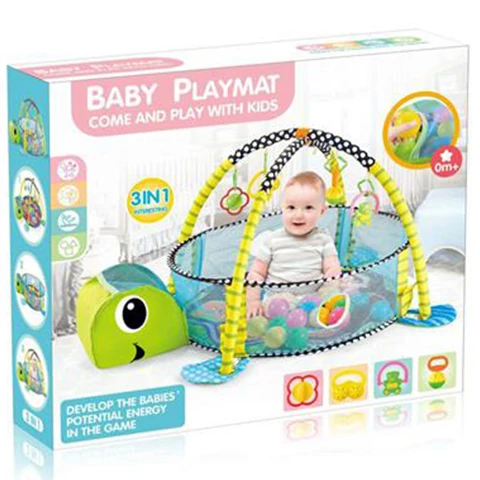 Teknősbéka alakú 3 az 1-ben bébi medence labdákkal