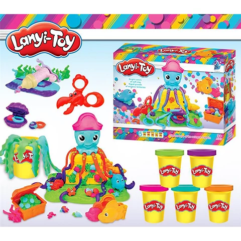 Lanyi-Toy polipos gyurmakészlet 5 tégely gyurmával és formázó szerszámokkal