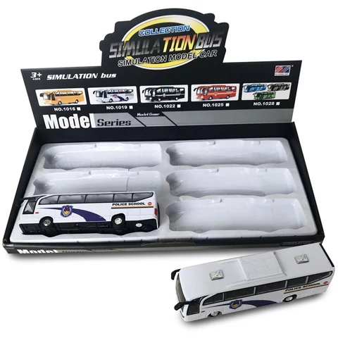 Fehér és kék rendőrségi busz hanggal