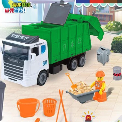 Lendkerekes szemetes autó játékszett kiegészítőkkel