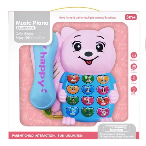 Rózsaszín macis telefon fénnyel és hanggal