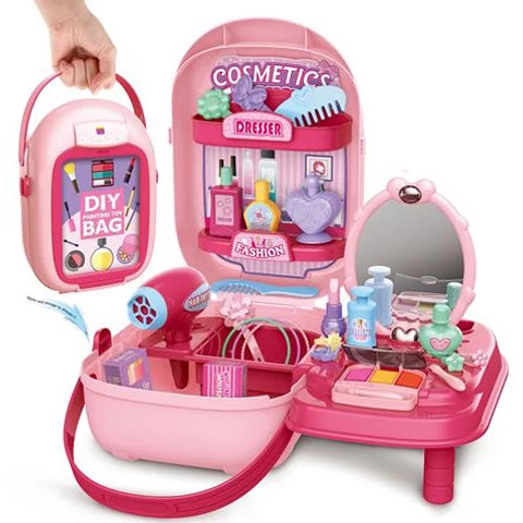 Hordozható 37 db-os kozmetikai szett pink táskában