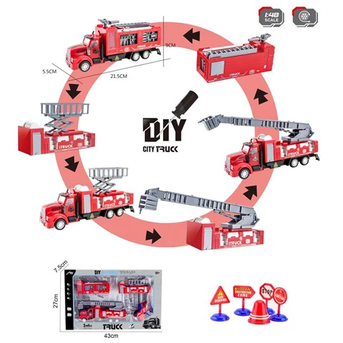 City Truck Átalakítható tűzoltósági teherautó jelzőtáblákkal 1/48