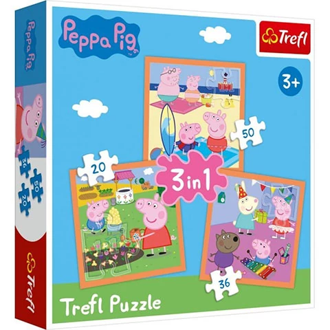 Peppa malac: A leleményes Peppa 3 az 1-ben puzzle - Trefl