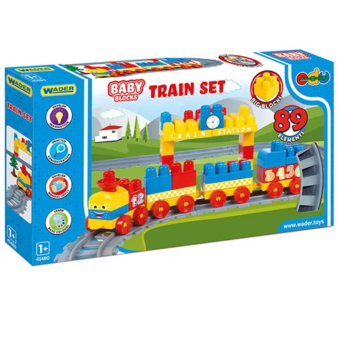 Bébi építőelemes vasútpálya 89db-os szett - Wader