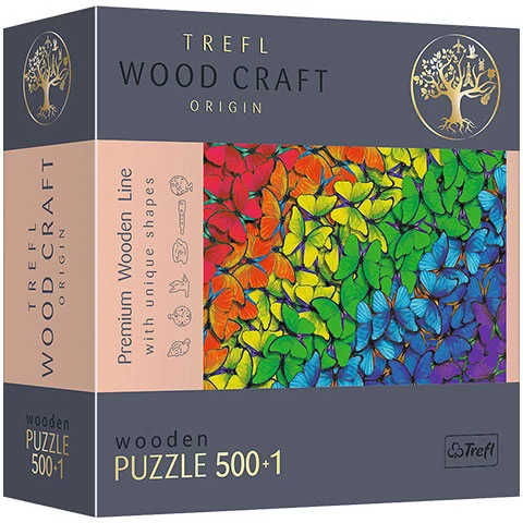 Wood Craft: Szivárvány pillangók fa puzzle 500+1db-os - Trefl