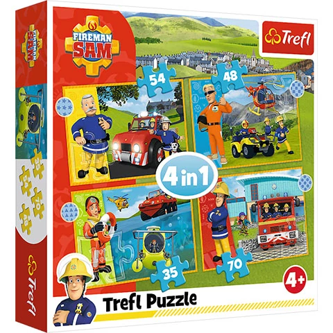 Sam a tűzoltó: Bátor Sam 4 az 1-ben puzzle - Trefl
