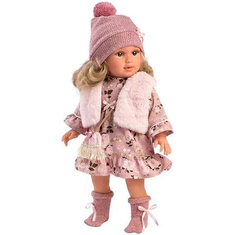 Llorens: Anna 40cm-es baba rózsaszín mellényben