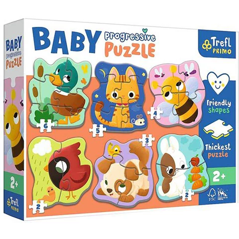 Állatok 6 az 1-ben Baby Progressiv puzzle - Trefl