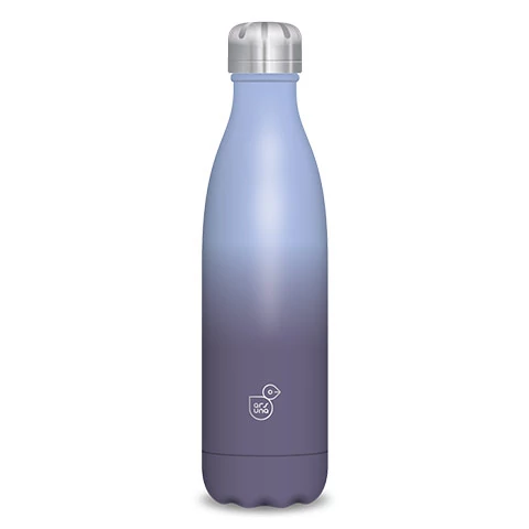 Világoskék-lila duplafalú fémkulacs 500ml