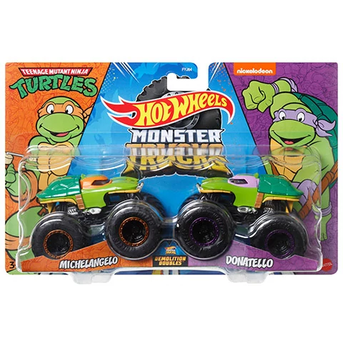 Hot Wheels - Monster Trucks Michelangelo vs Donatello dupla jármű csomag - Mattel