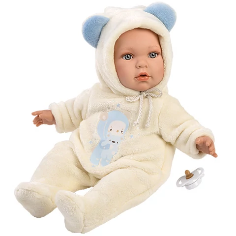 Llorens: Enzo baba macifüles rugdalózóban cumival 42cm