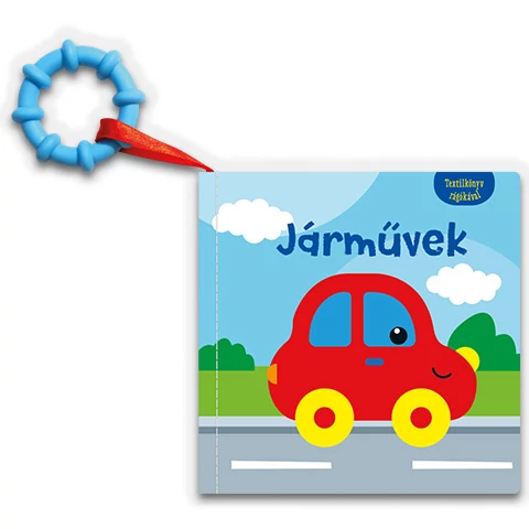Textilkönyv rágókával - Járművek babakönyv