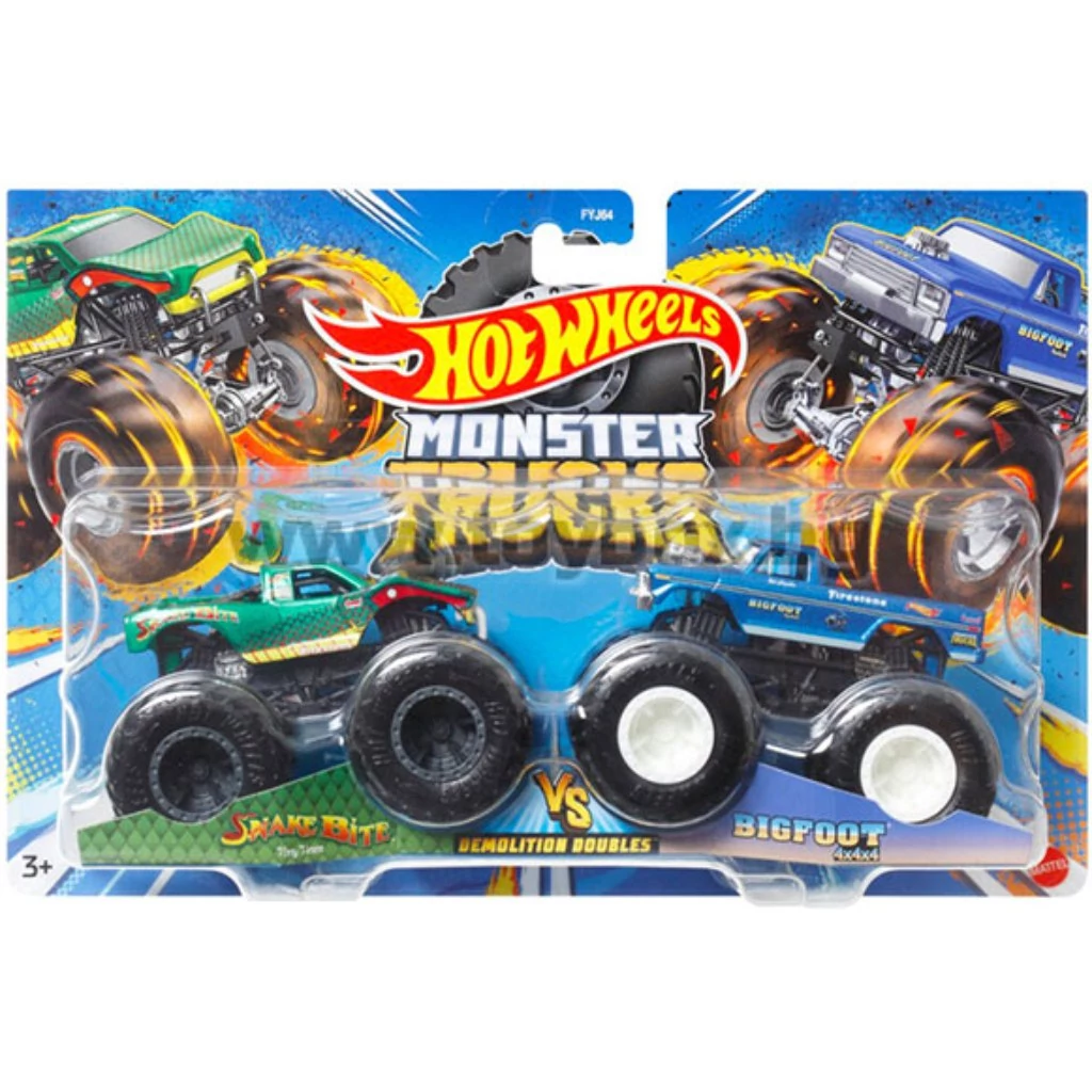 Hot Wheels Monster Trucks: Demolition Doubles Snake Bite vs. Bigfoot 2db-os monster kisautó szett 1/64 - Mattel
