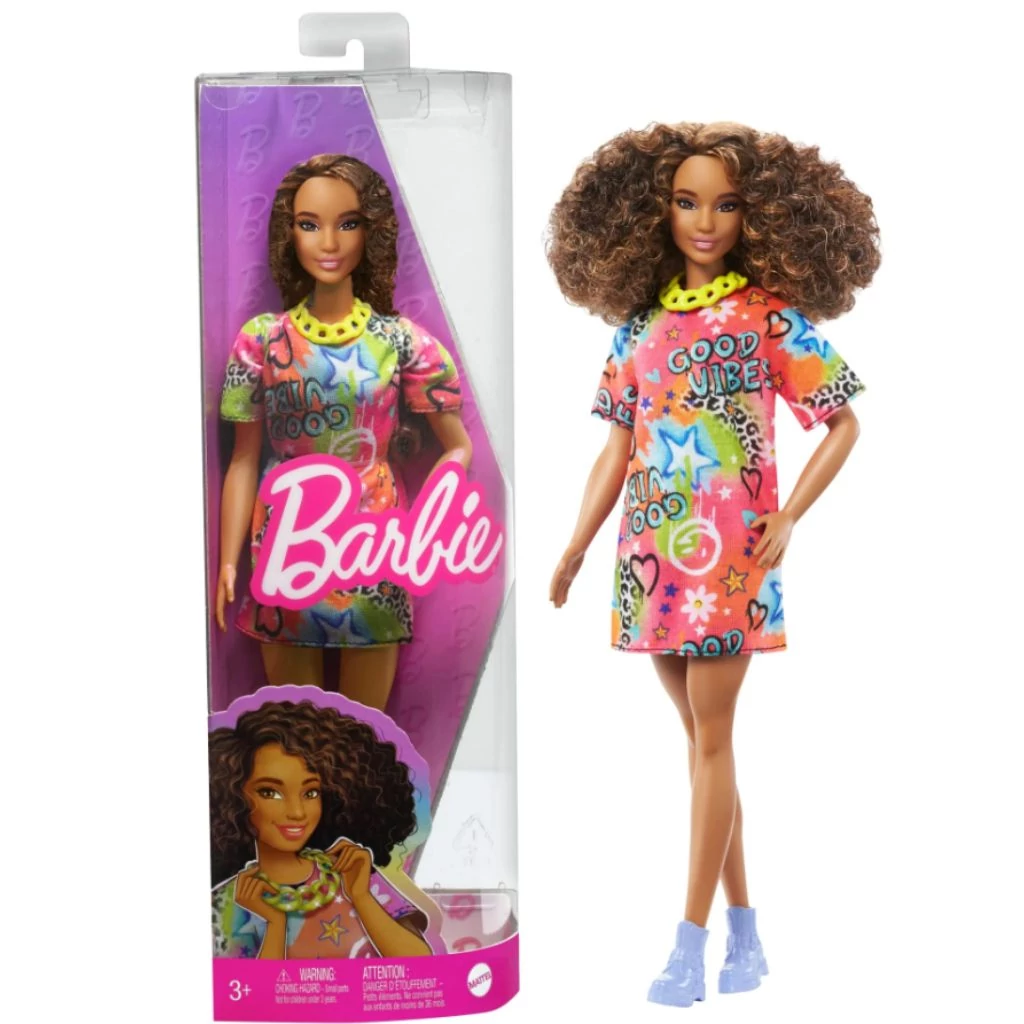 Barbie Fashionista barátnők: Barbie baba graffity mintás ruhában - Mattel