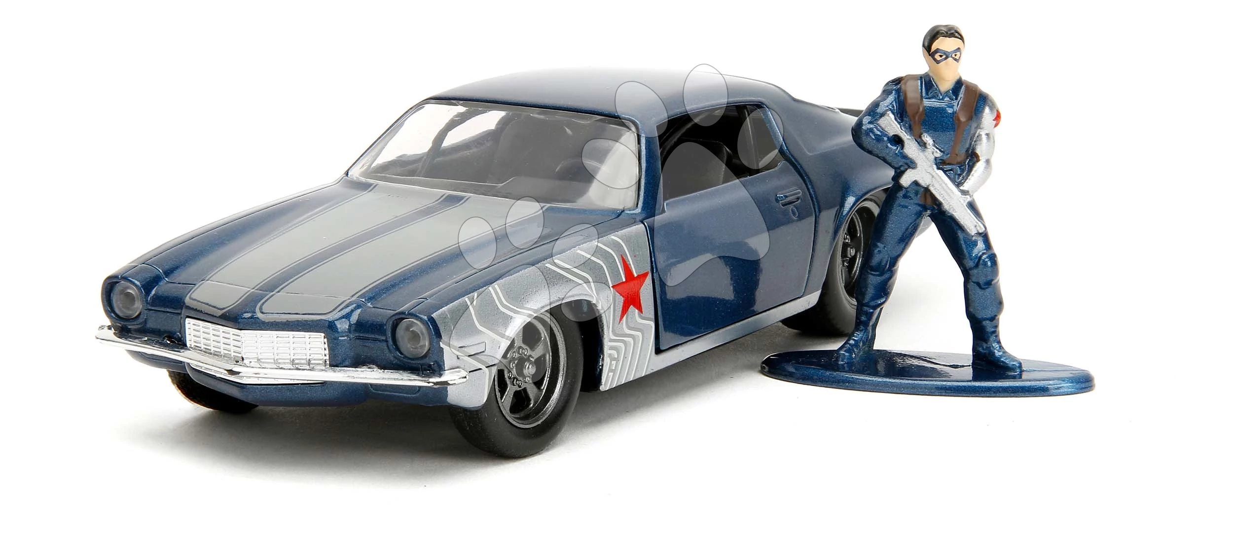 Kisautó Chevrolet Camaro 1973 Marvel Jada fém nyitható ajtókkal és Winter Soldier figurával hossza 14 cm 1:32 JA3223021