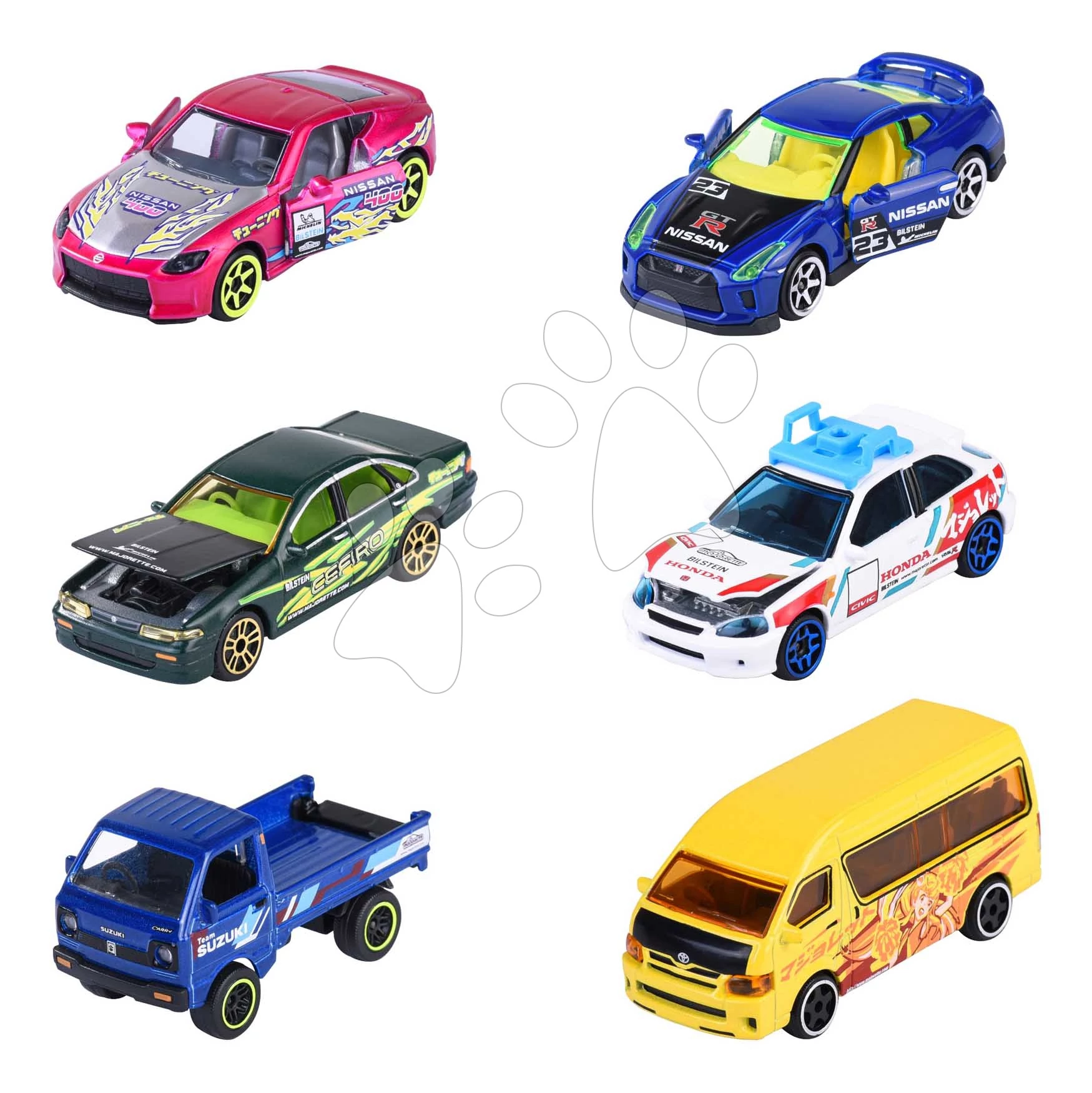 Kisautó Japan Series Deluxe Cars Majorette fém gyűjtői boxban 7,5 cm hosszú 6 különböző fajta