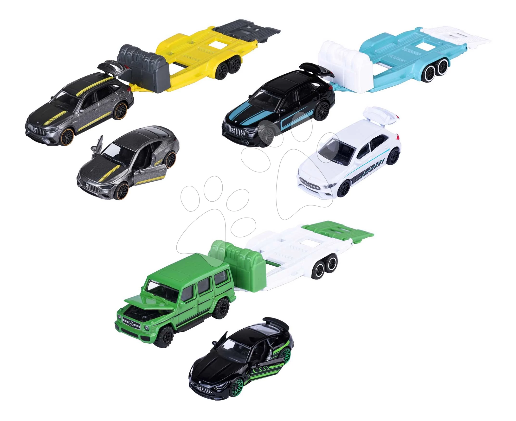 Kisautó utánfutóval Mercedes-AMG Deluxe Majorette fém 3 különböző fajta 19 cm hosszú 3 évtől MJ2103000