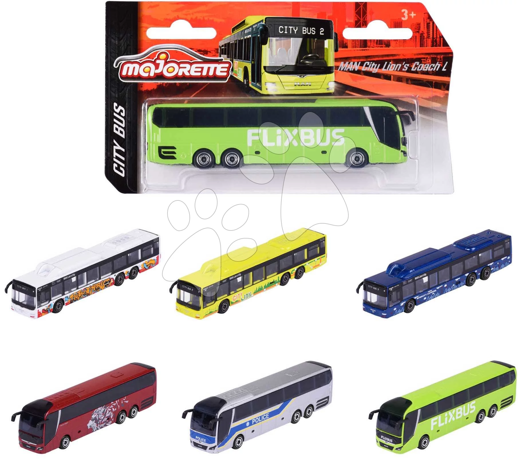 Autóbusz MAN City Bus Majorette felfüggesztéssel 13 cm hosszú több fajta