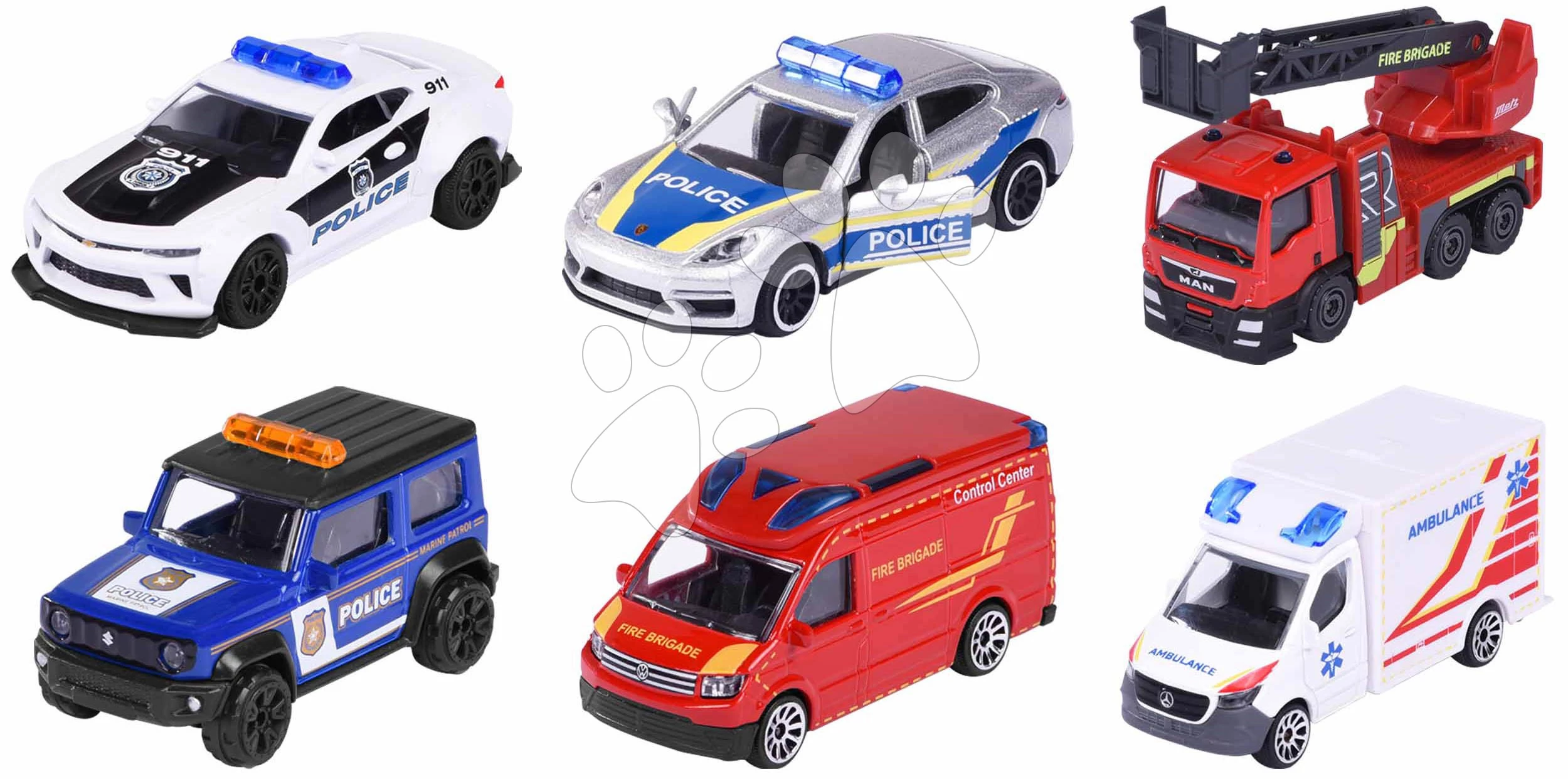 Készenléti kocsik S.O.S. Majorette mozgatható részekkel 7,5 cm hosszú 3 fajta 2 különböző változat