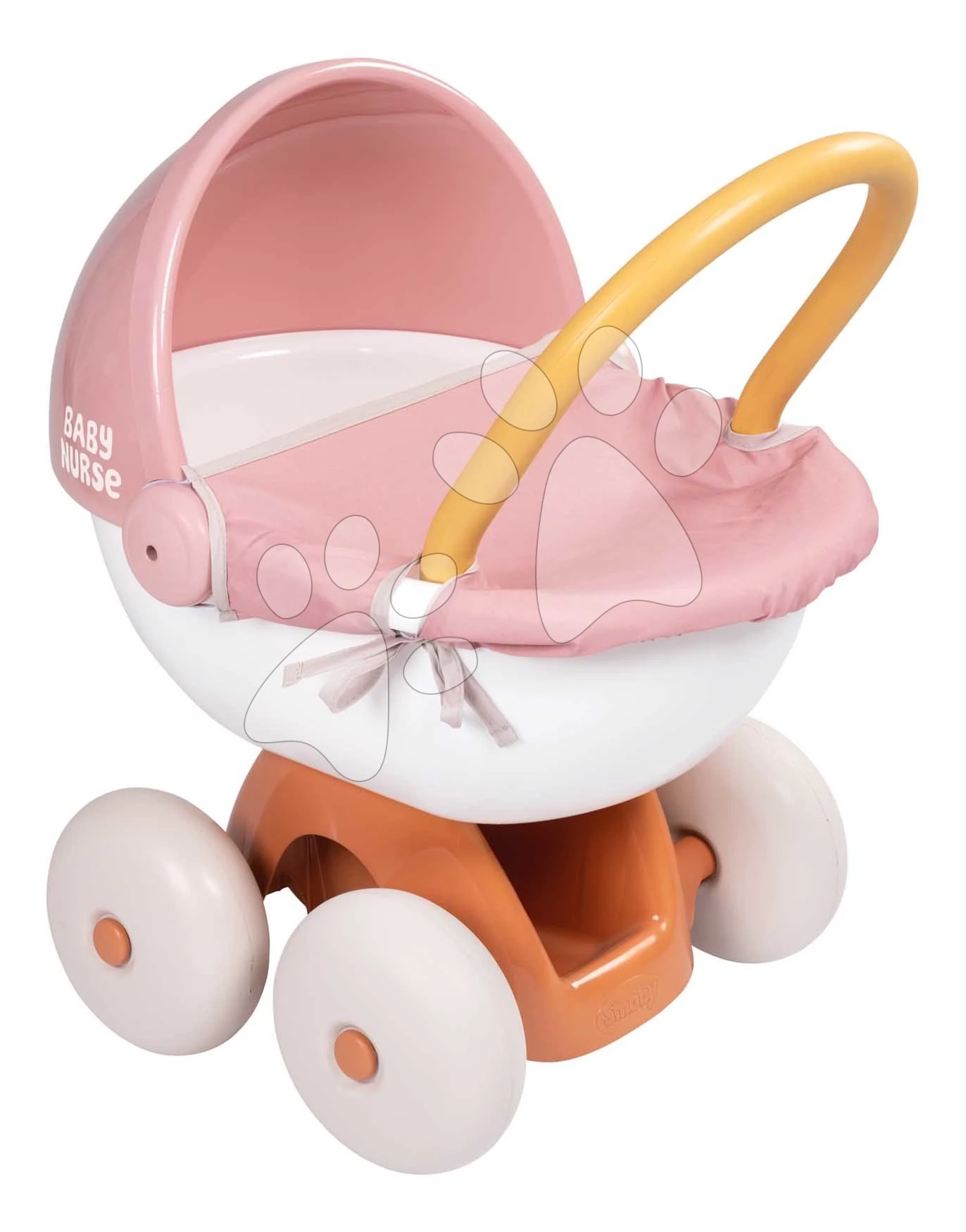 Mély babakocsi textillel Pram Soft Baby Nurse Smoby 42 cm játék babának 54 cm magas ergonómikus tolókarral 18 hó-tól