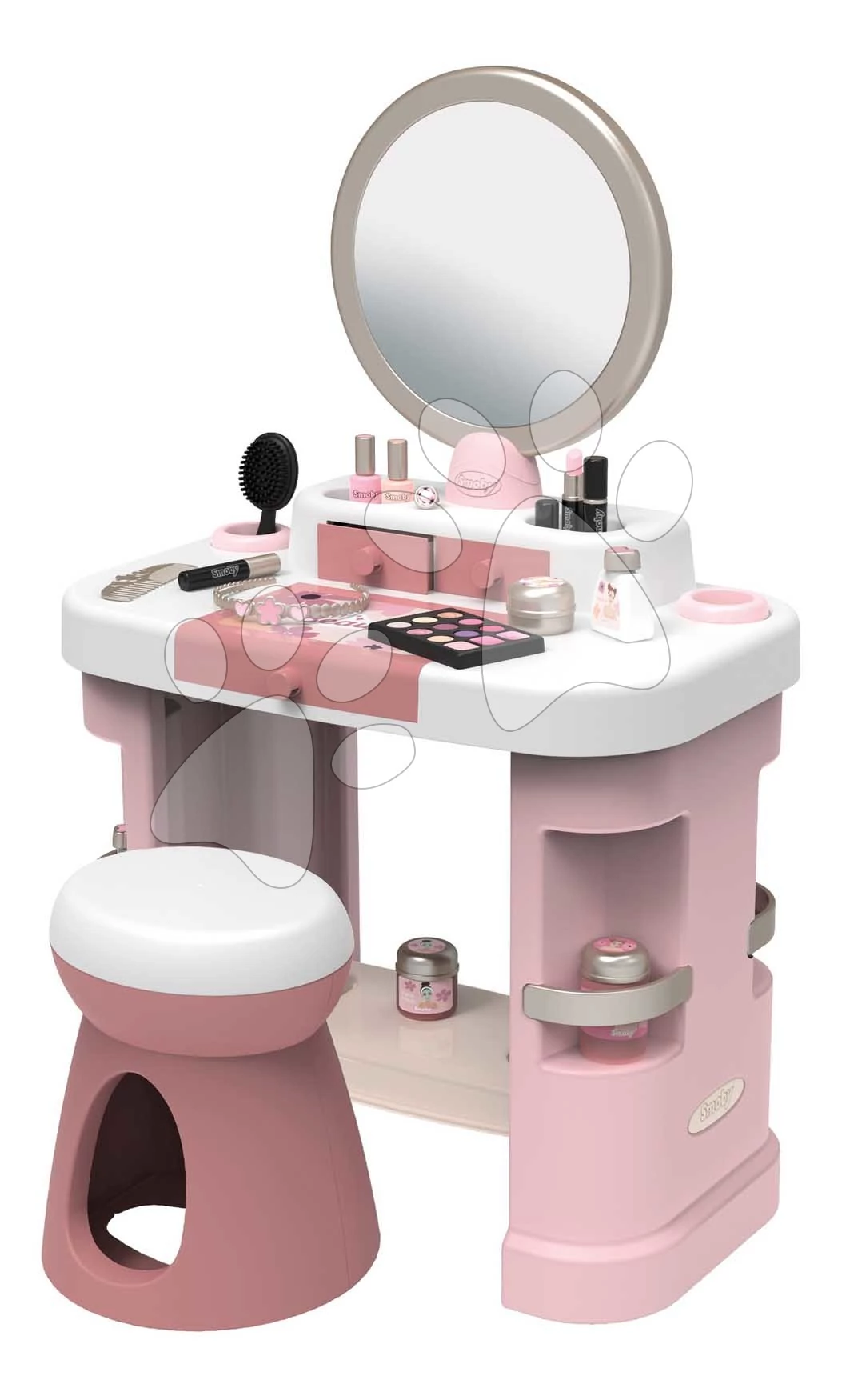 Pipere asztal állítható tükörrel My Beauty Dressing Table Smoby kisszékkel és 15 szépségápolási kiegészítővel