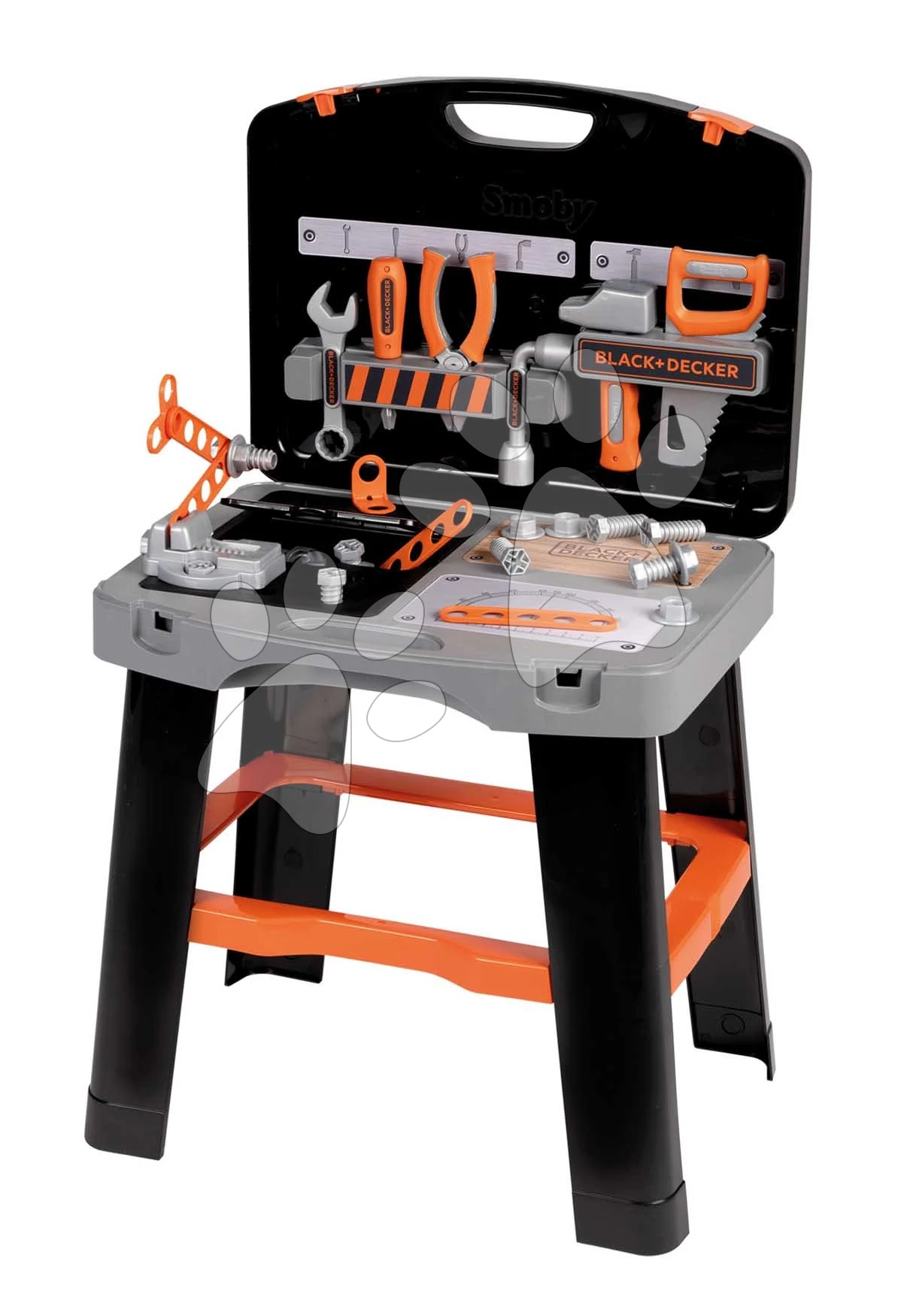 Szerelőműhely kofferben 2in1 Bricolo Smart Workbench Black&Decker Smoby szétnyitható szerelőműhely szerszámokkal 30 kiegészítővel