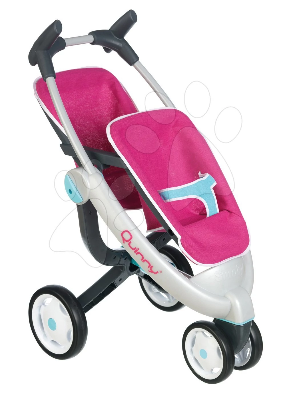 Smoby babakocsi két játékbabának Maxi Cosi & Quinny Twin kétoldalú 551592 rózsaszín-kék