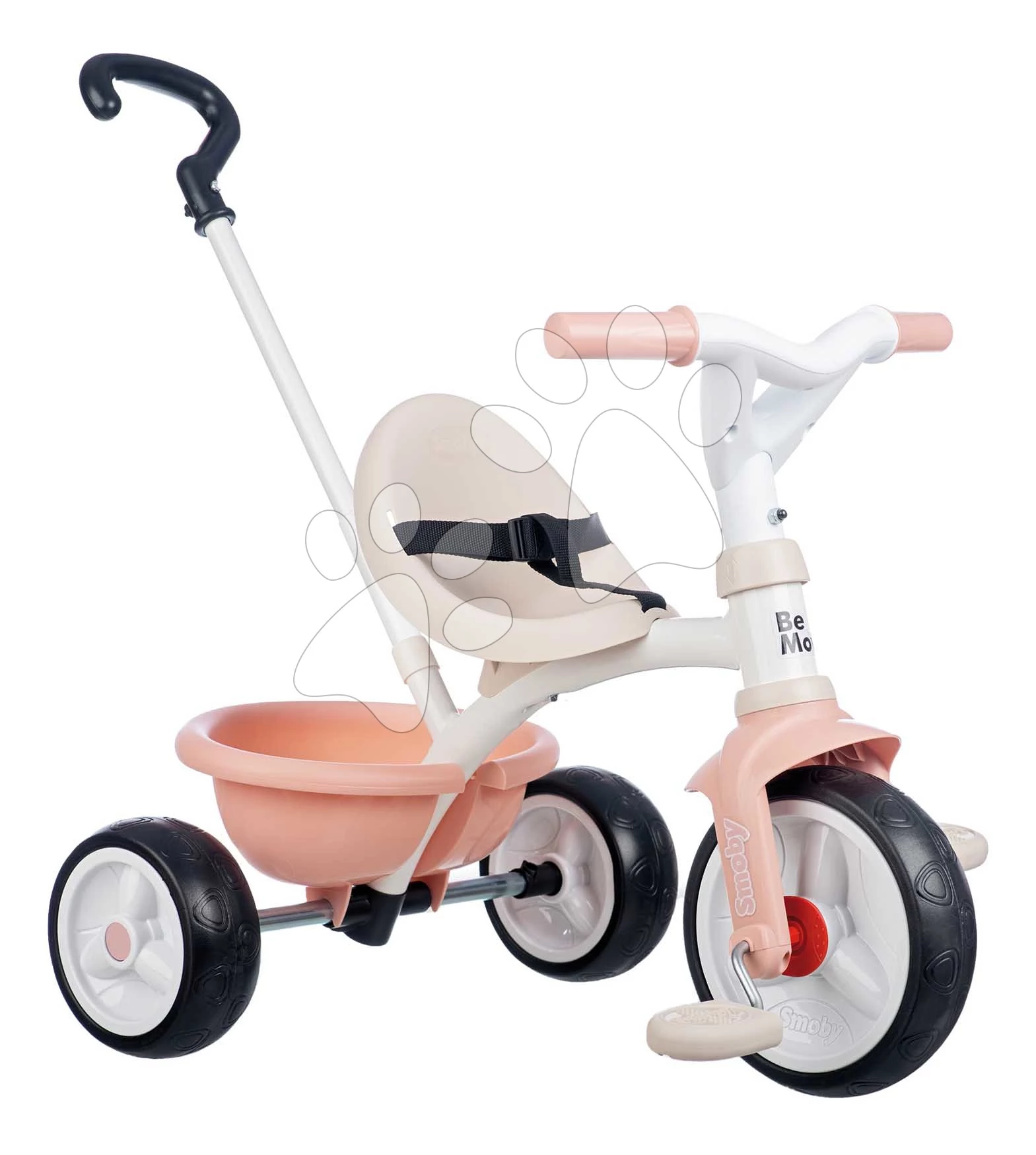 Tricikli szabadonfutó Be Move Tricycle Pink Smoby állítható 95 cm tolókarral és halk EVA kerekekkel rózsaszín 15 hó-tól SM740339