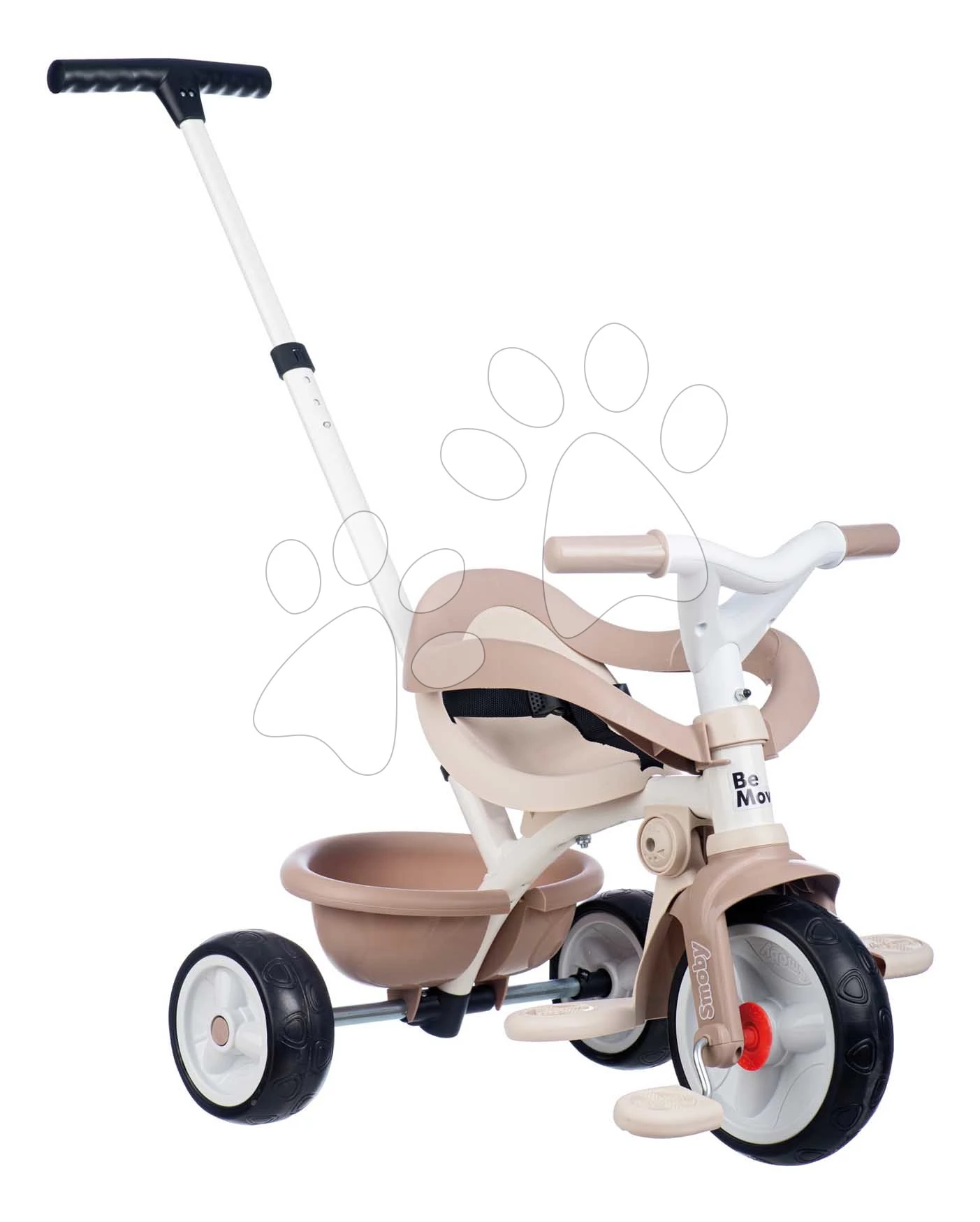 Tricikli szabadonfutó Be Move Comfort Tricycle Beige Smoby állítható tolókarral és védőkerettel és halk EVA kerekekkel 10 hó-tól SM740418