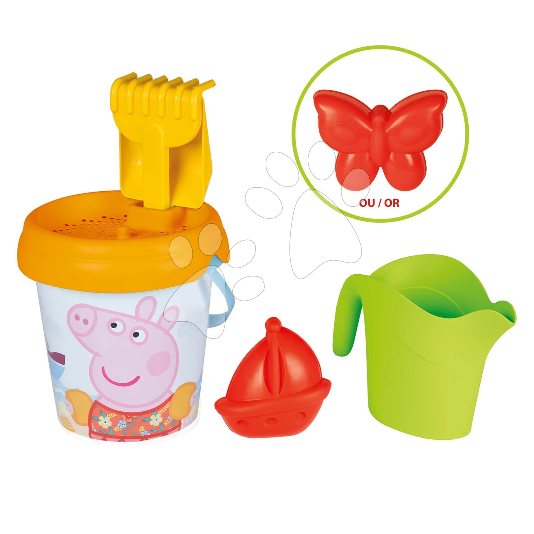 Vödör szett Peppa Pig Medium Garnished Bucket Life Smoby locsolókannával 6 részes 18 cm magas 18 hó-tól