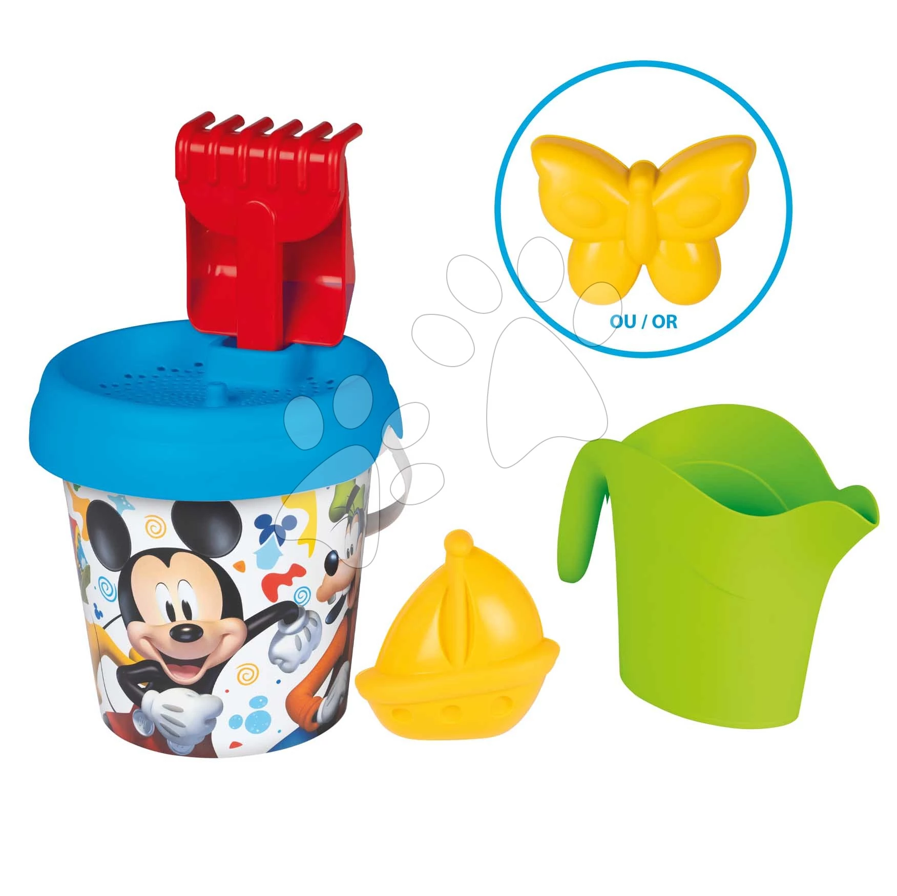 Vödör szett Mickey Medium Garnished Bucket Life Smoby locsolókannával 6 részes 18 cm magas 18 hó-tól