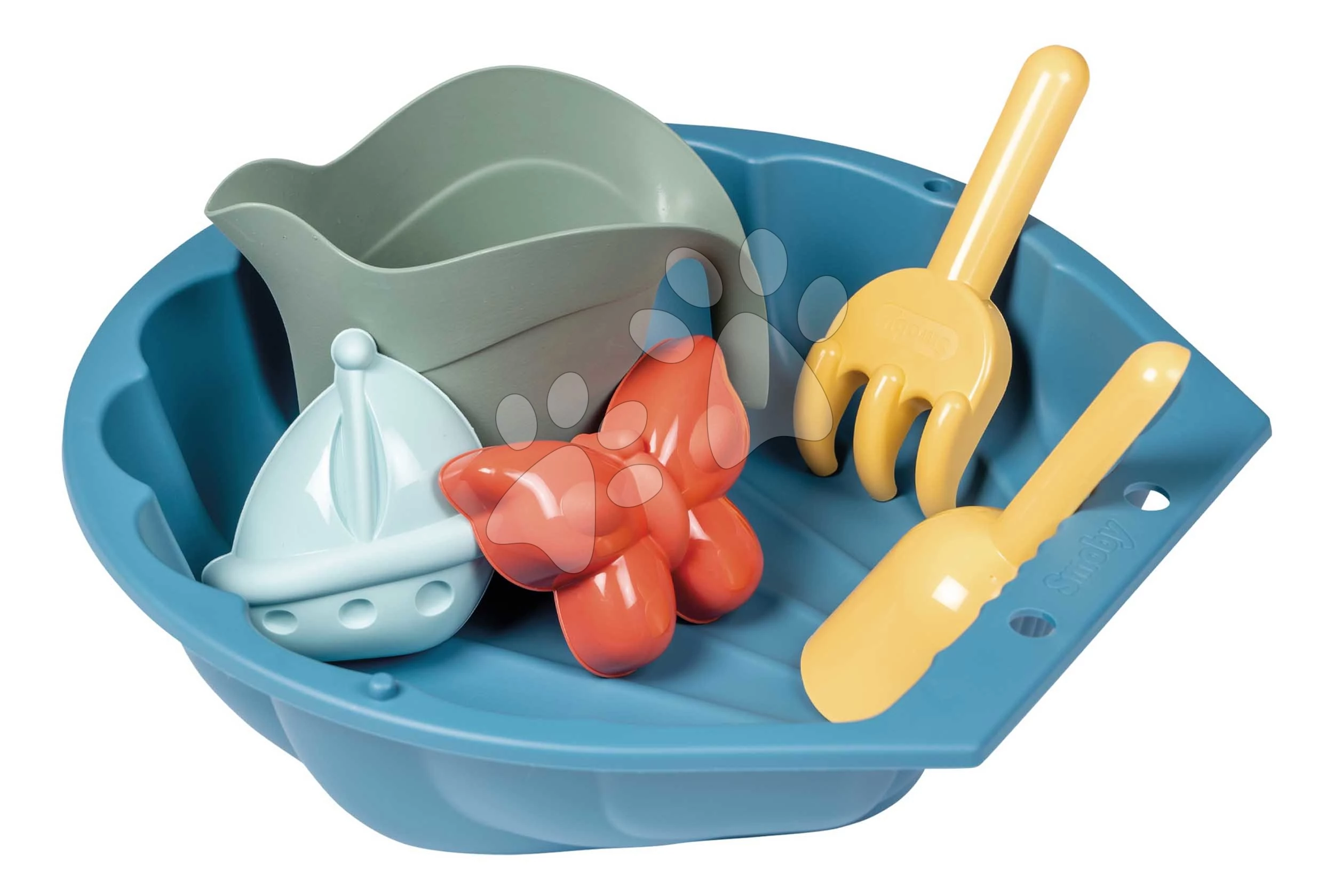 Kagyló homokozó locsolókannával Mini Sand Pit Life Smoby lapáttal gereblyével 35 cm kis terekbe 18 hó-tól - 2025 modell SM868000